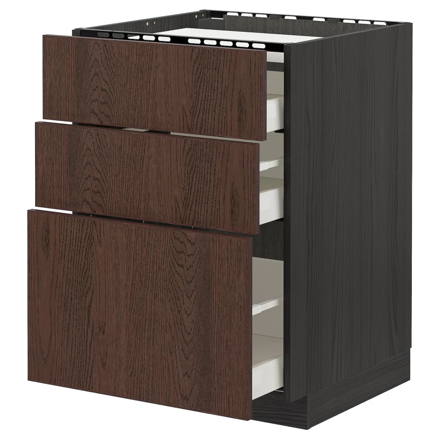 Напольный кухонный шкаф  - IKEA METOD MAXIMERA, 88x61,6x60см, черный/коричневый, МЕТОД МАКСИМЕРА ИКЕА (изображение №1)