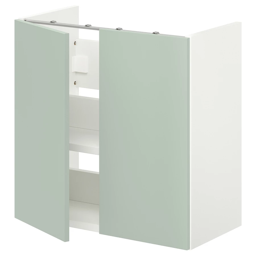 Умывальник с половинкой/дверью - ENHET IKEA/ЭНХЕТ ИКЕА, 60х60 см, белый/зеленый (изображение №1)