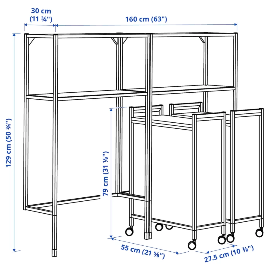 Комбинация для ванной - IKEA ENHET, 160х30х129 см, белый, ЭНХЕТ ИКЕА (изображение №4)
