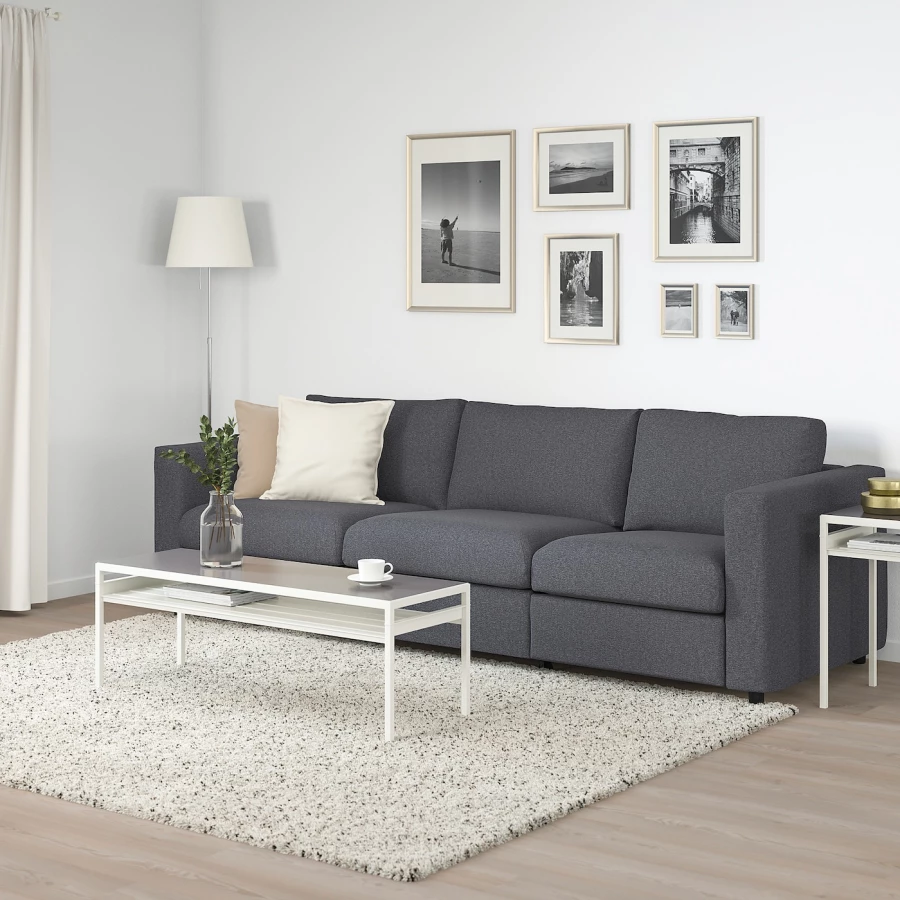 3-местный диван с шезлонгом - IKEA VIMLE, 98x261см, темно-серый, ВИМЛЕ ИКЕА (изображение №4)