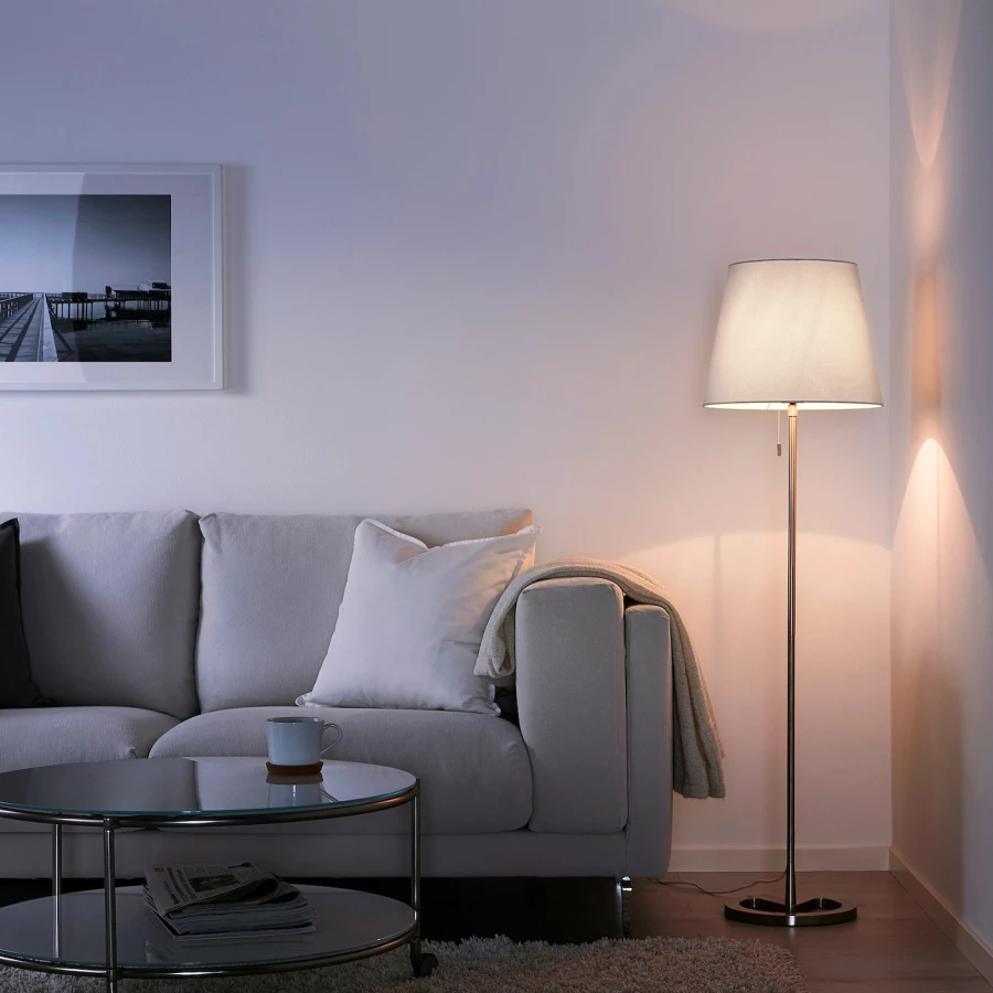 Торшер - NYFORS IKEA/ НИФОРС ИКЕА, 168 см, серебристый/белый (изображение №2)