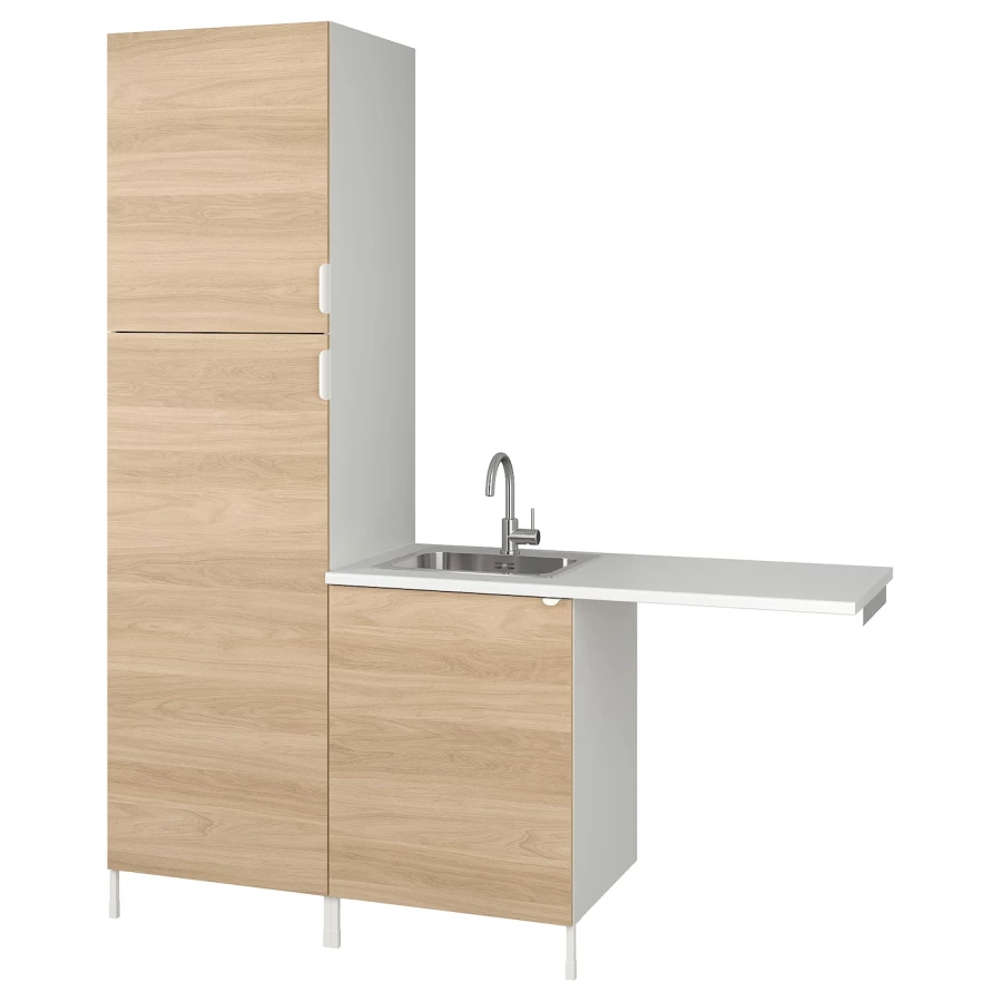 Комбинация для ванной - IKEA ENHET,  183х63.5х222.5 см, белый/имитация дуба, ЭНХЕТ ИКЕА (изображение №1)