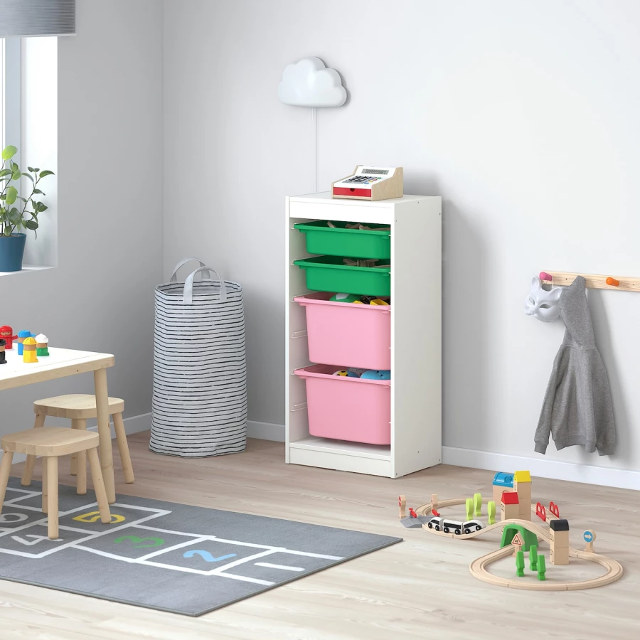 Стеллаж - IKEA TROFAST, 46х30х94 см, белый/зеленый/розовый, ТРУФАСТ ИКЕА (изображение №2)