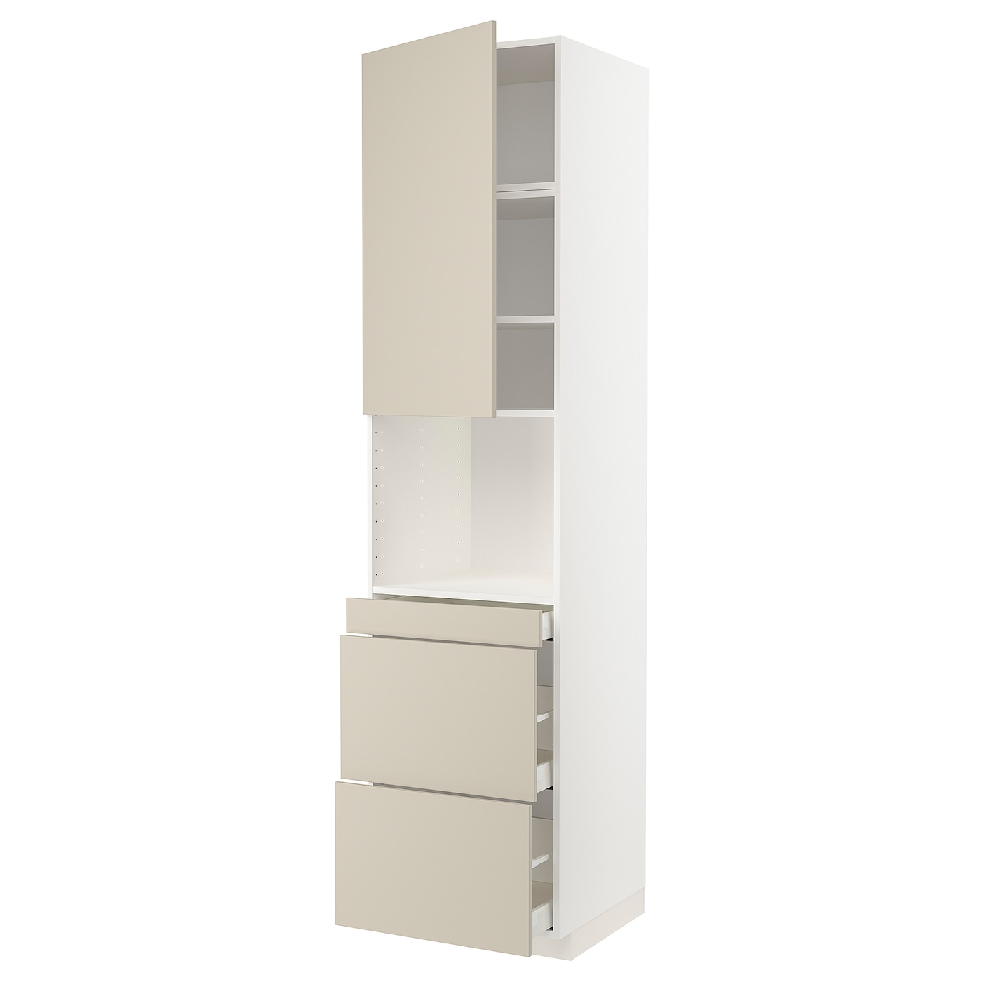 Высокий шкаф - IKEA METOD/MAXIMERA/МЕТОД/МАКСИМЕРА ИКЕА, 240х60х60 см, белый/бежевый