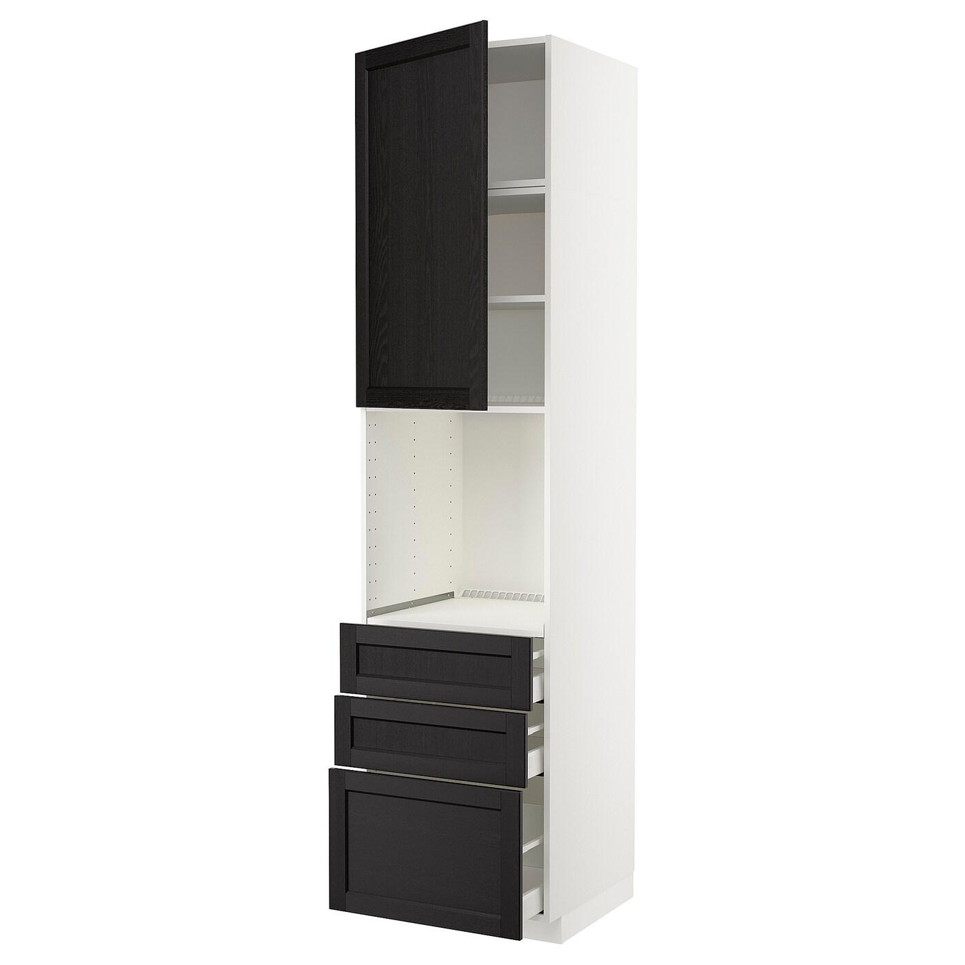 Высокий шкаф с ящиками - IKEA METOD/MAXIMERA/МЕТОД/МАКСИМЕРА ИКЕА, 240х60х60 см, черный/белый