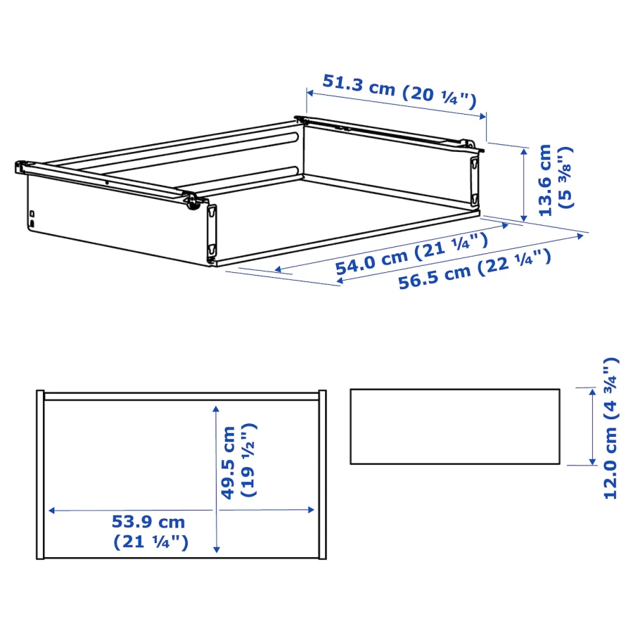 Ящик без фронтальной панели - IKEA HJALPA/HJÄLPA, 60x55 см, белый ХЭЛПА ИКЕА (изображение №2)