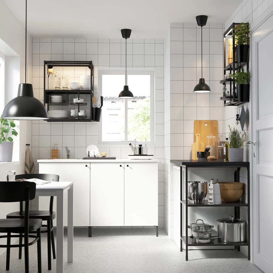 Кухня -  ENHET  IKEA/ ЭНХЕТ ИКЕА, 222х143 см, белый/черный (изображение №2)