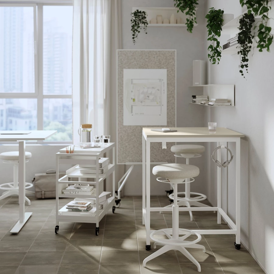 Табурет-опора для работы сидя/стоя - IKEA LIDKULLEN/ЛИДКУЛЛЕН ИКЕА, 60 см, бежевый/белый (изображение №3)
