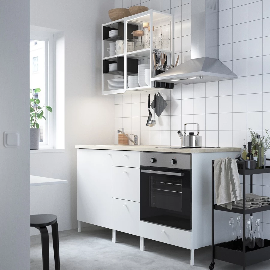 Кухонная комбинация для хранения - ENHET  IKEA/ ЭНХЕТ ИКЕА, 163х63,5х222 см, белый/бежевый (изображение №2)