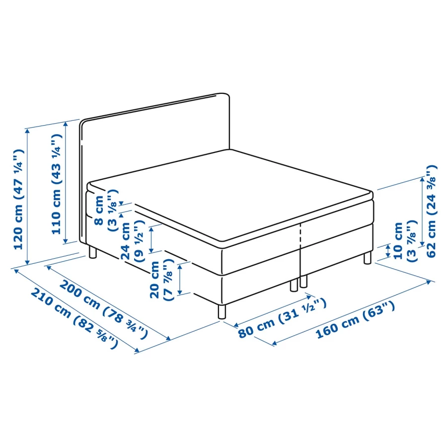 Кровать - IKEA DUNVIK, 200х160 см,темно-серый, ДУНВИК ИКЕА (изображение №10)