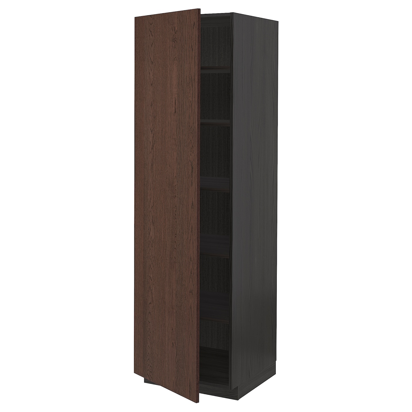 Высокий кухонный шкаф с полками - IKEA METOD/МЕТОД ИКЕА, 200х60х60 см, черный/коричневый