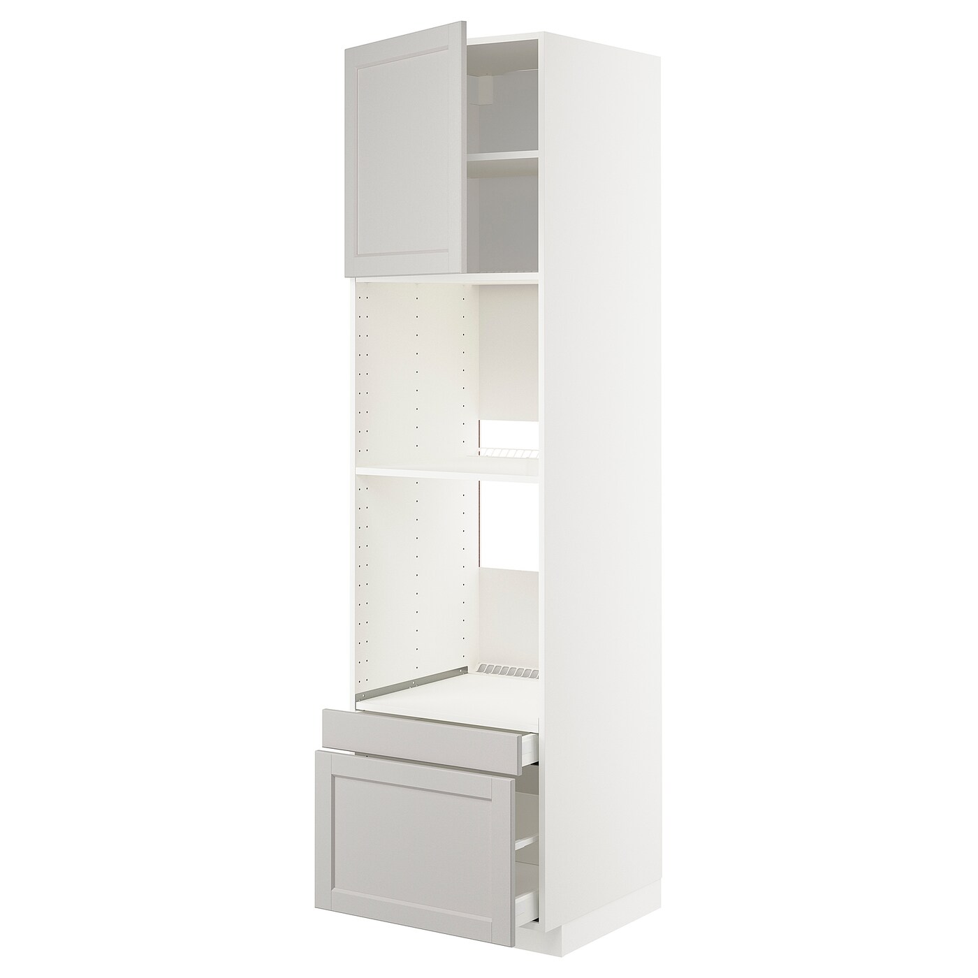 Высокий шкаф - IKEA METOD/MAXIMERA/МЕТОД/МАКСИМЕРА ИКЕА, 220х60х60 см, белый/серый