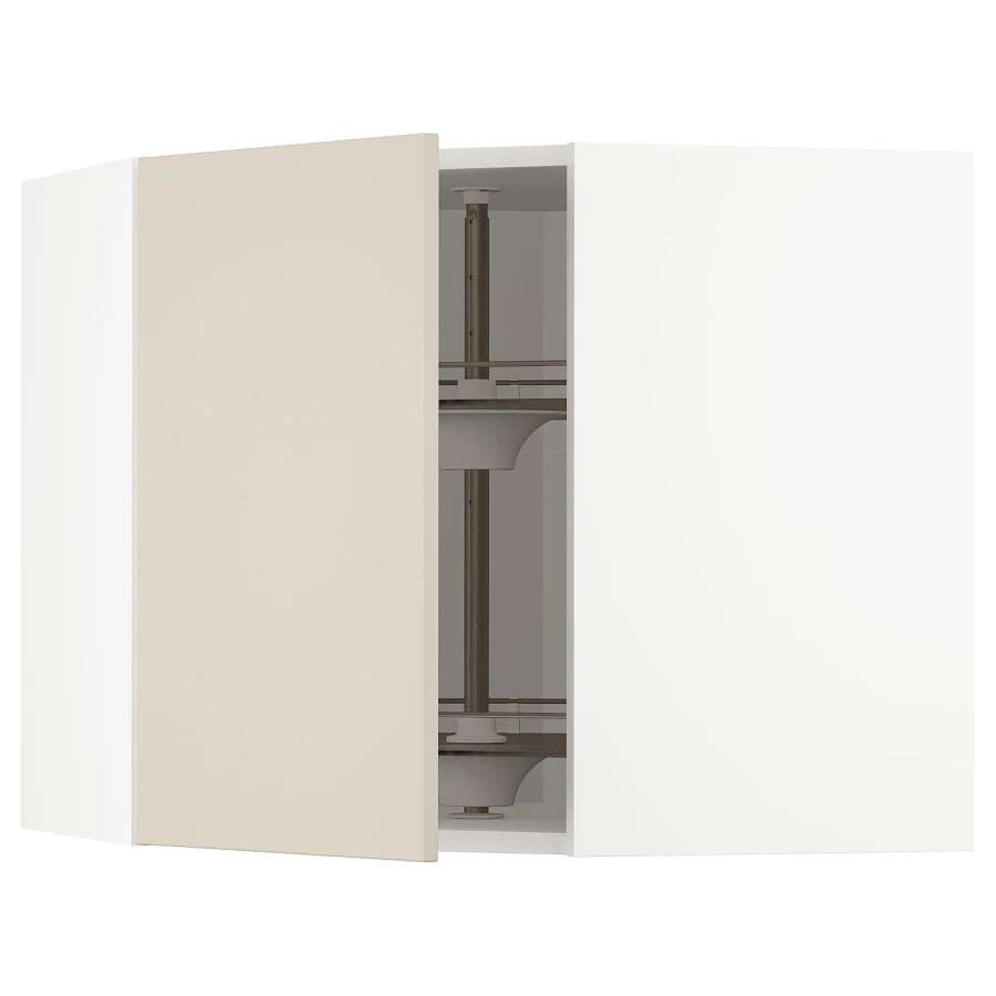 Угловой навесной шкаф с каруселью - METOD  IKEA/  МЕТОД ИКЕА, 60х68 см, белый/бежевый (изображение №1)