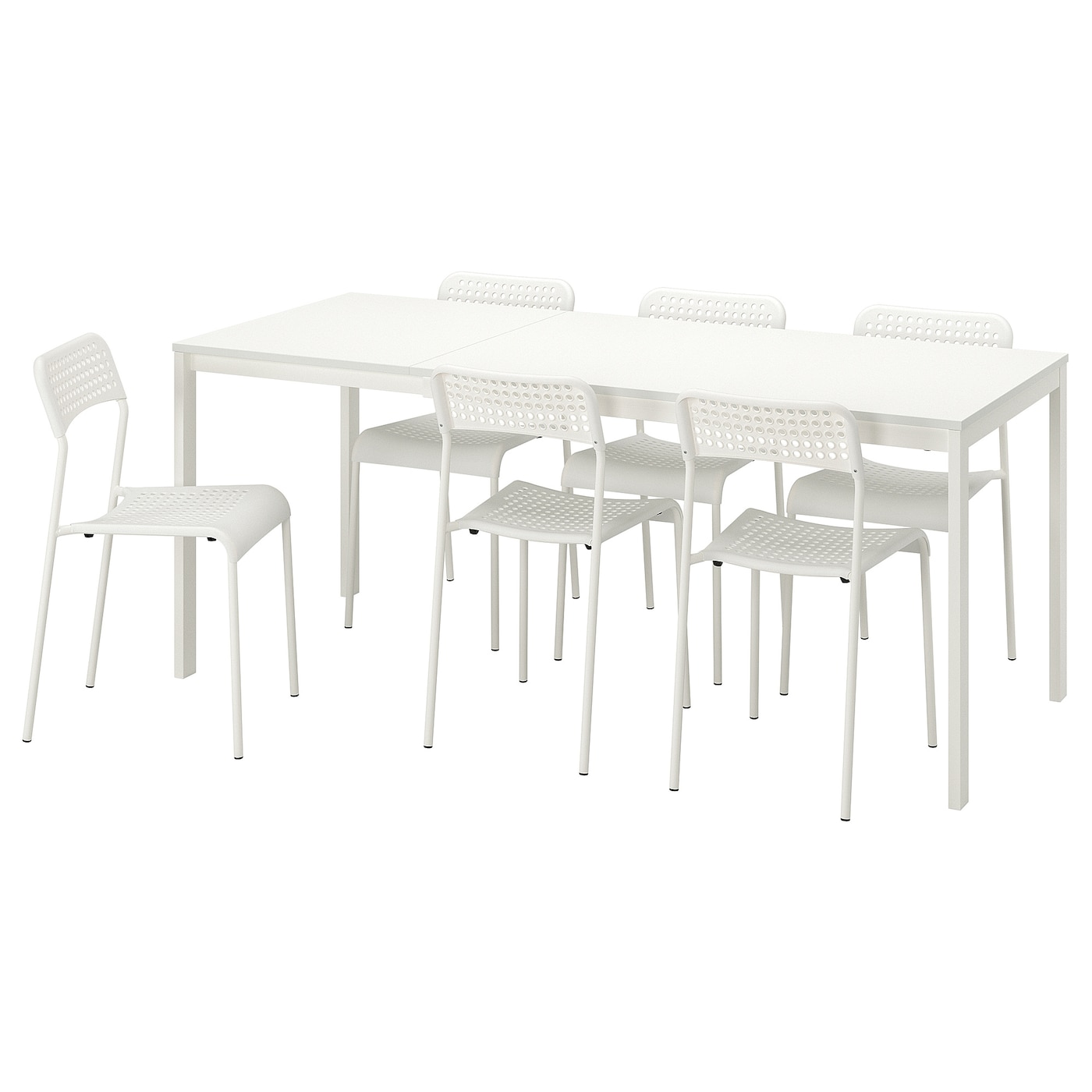 Стол и 6 стульев - IKEA VANGSTA/ADDE/ВАНГСТА/АДДЕ ИКЕА, 120х180х75 см, белый