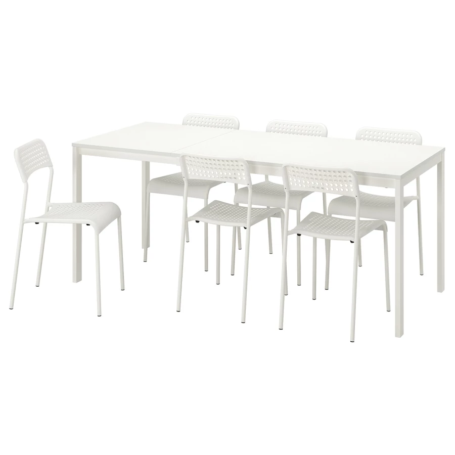 Стол и 6 стульев - IKEA VANGSTA/ADDE/ВАНГСТА/АДДЕ ИКЕА, 120х180х75 см, белый (изображение №1)
