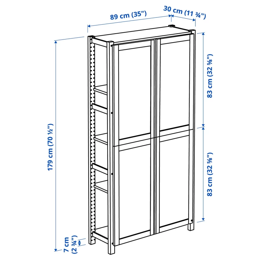Комбинация для хранения - IKEA IVAR/ ИВАР ИКЕА, 89х30х179 см, сосна/черный (изображение №5)