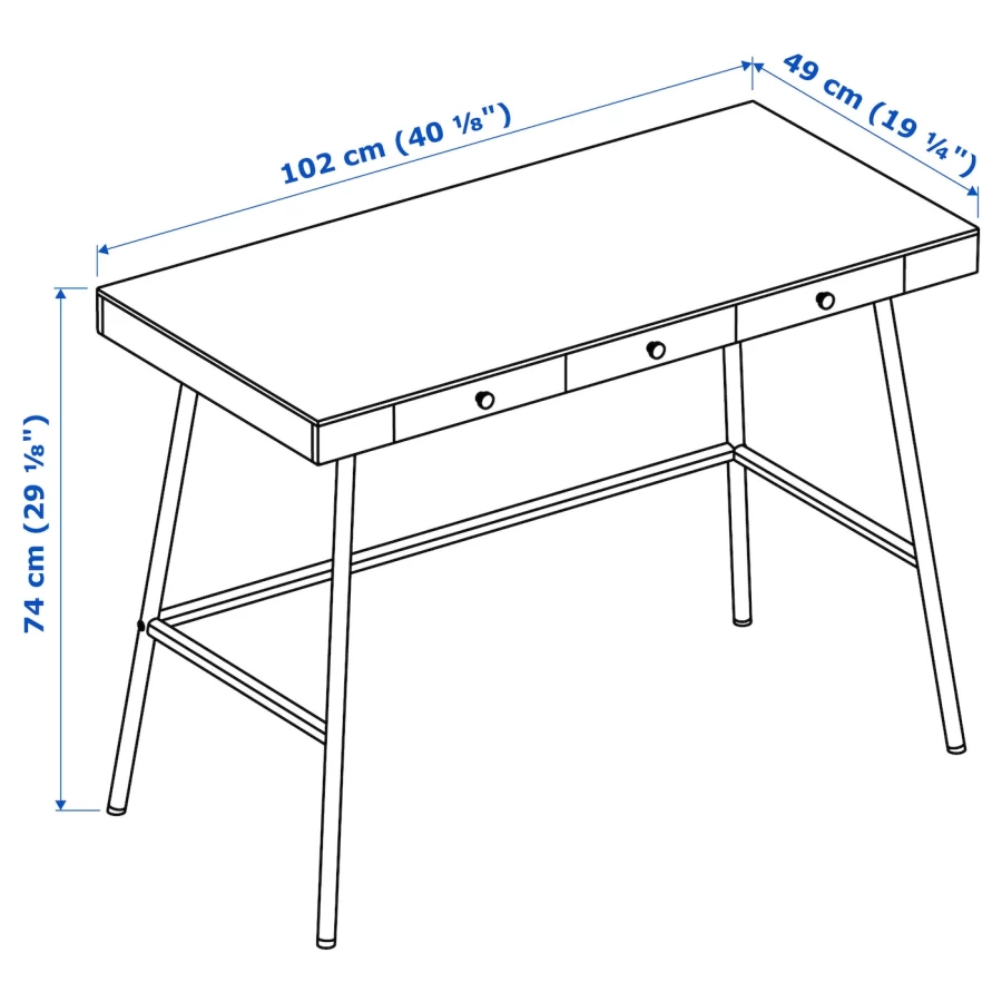 Письменный стол с ящиками - IKEA LILLÅSEN/LILLASEN, 102х49 см, бамбук, ЛИЛЛОСЕН ИКЕА (изображение №6)