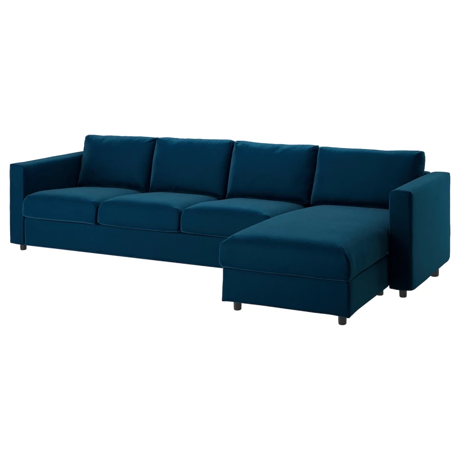 VIMLE Чехол на 4-местный диван с шезлонгом/Дюпарп темно-зелено-синий ИКЕА (изображение №1)