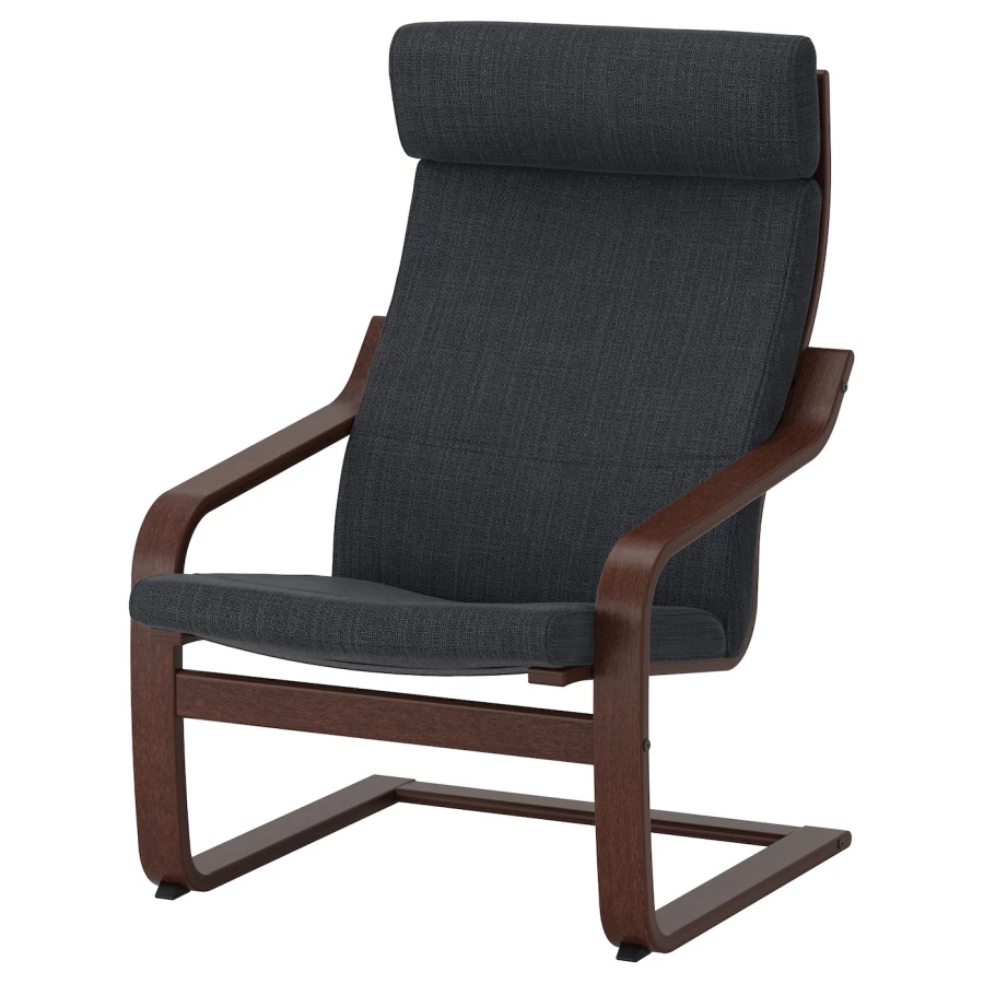 Кресло/табурет для ног - POÄNG / POАNG  IKEA/ ПОЭНГ ИКЕА,  72х66х7 см , черный/коричневый (изображение №2)