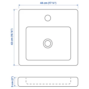 Второе фото. Раковина с сифоном - IKEA TVÄLLEN/TVALLEN, 44х43 см, белый, ТВЭЛЛЕН ИКЕА