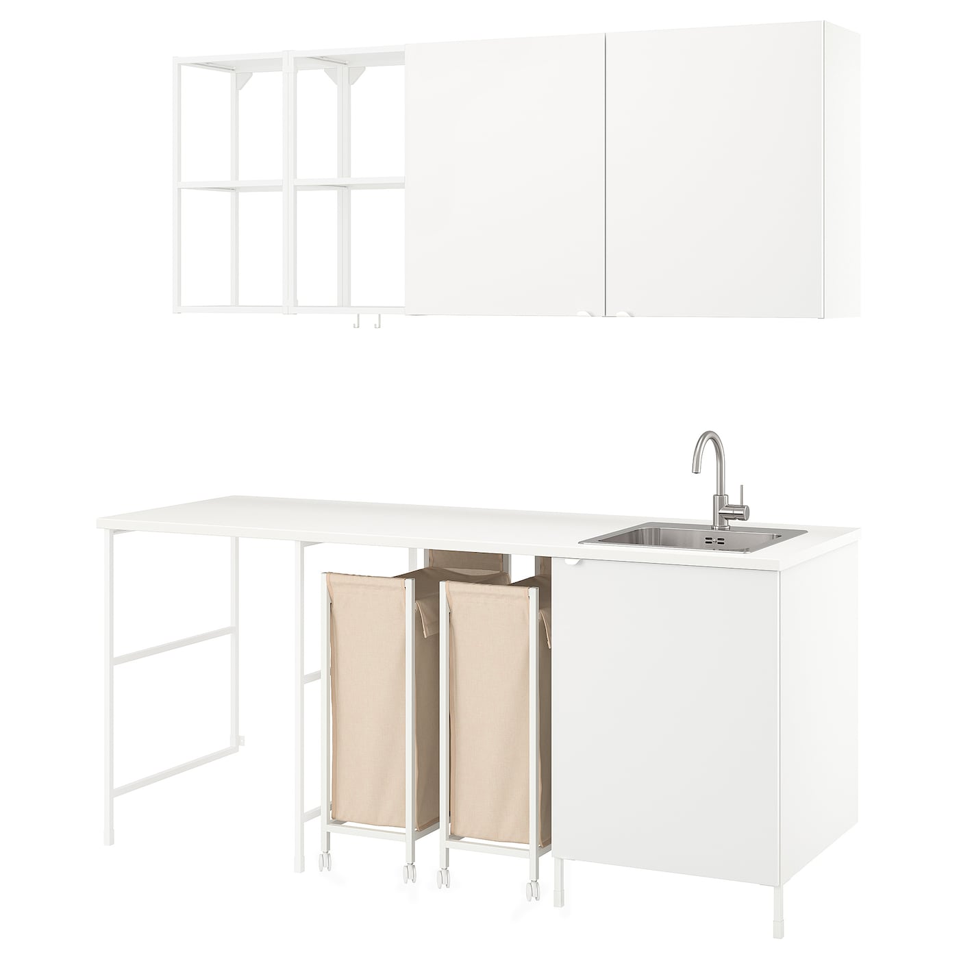 Комбинация для ванной - IKEA ENHET, 203х63.5х90.5 см, белый, ЭНХЕТ ИКЕА