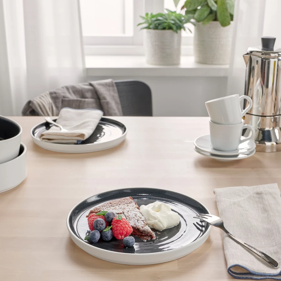 Набор тарелок, 2 шт. - IKEA OMBONAD, 20 см, серый, ОМБОНАД ИКЕА (изображение №5)