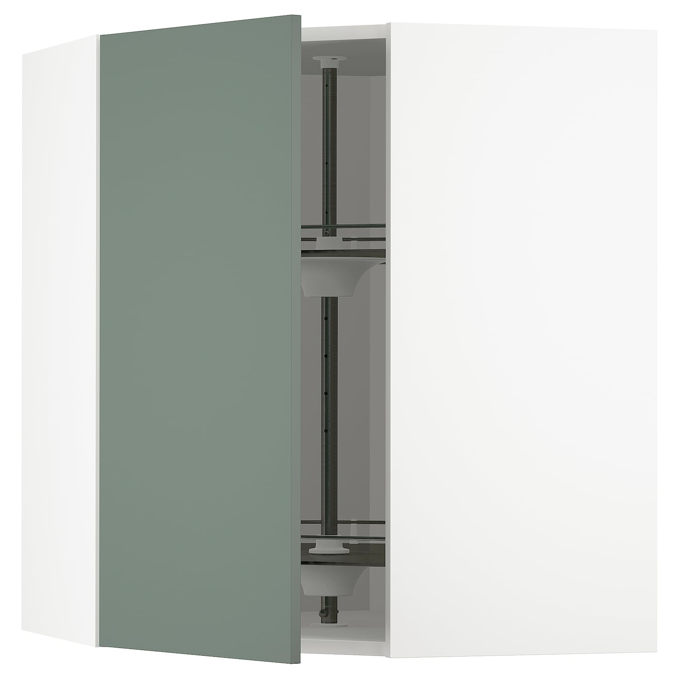 Угловой навесной шкаф с каруселью - METOD  IKEA/  МЕТОД ИКЕА, 80х68 см, белый/темно-зеленый