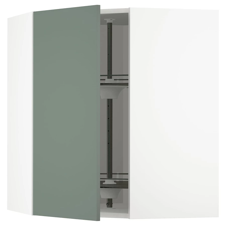 Угловой навесной шкаф с каруселью - METOD  IKEA/  МЕТОД ИКЕА, 80х68 см, белый/темно-зеленый (изображение №1)