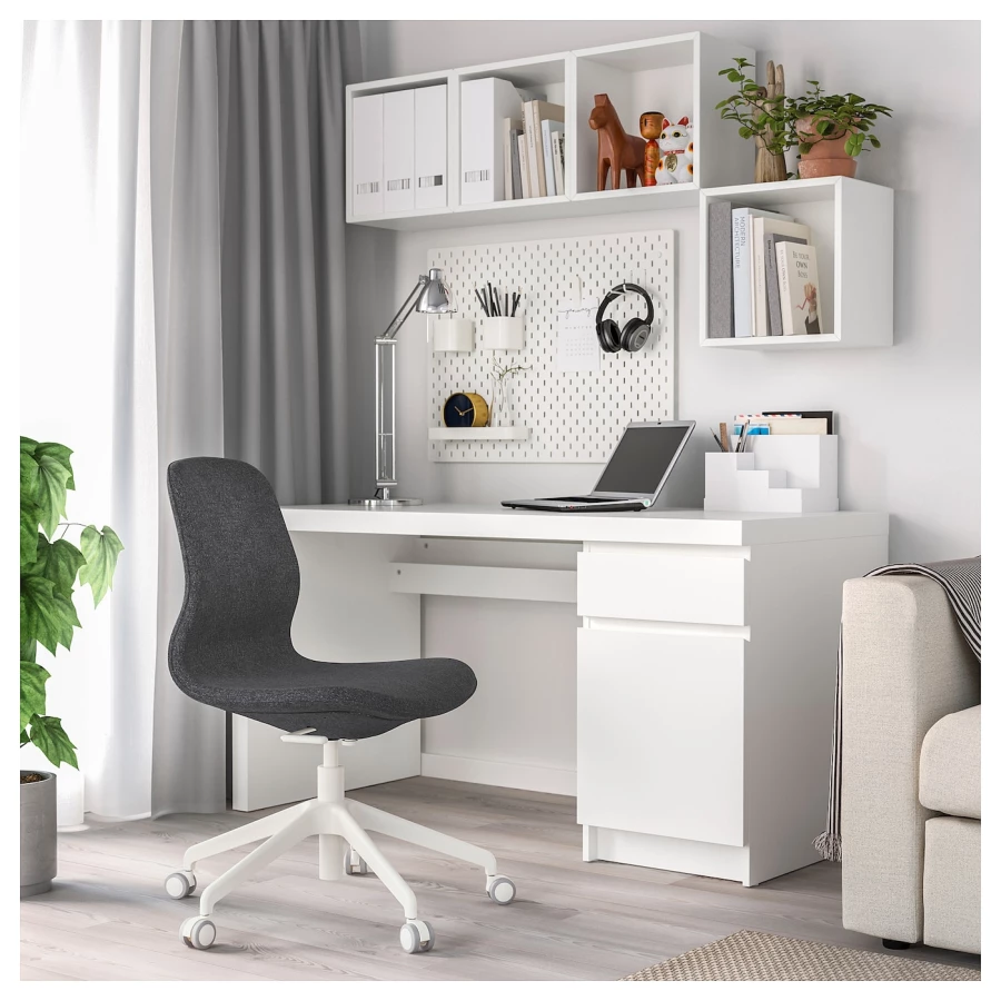Офисный стул - IKEA LÅNGFJÄLL/LANGFJALL, 68x68x92см, черный, ЛОНГФЬЕЛЛЬ  ИКЕА (изображение №2)