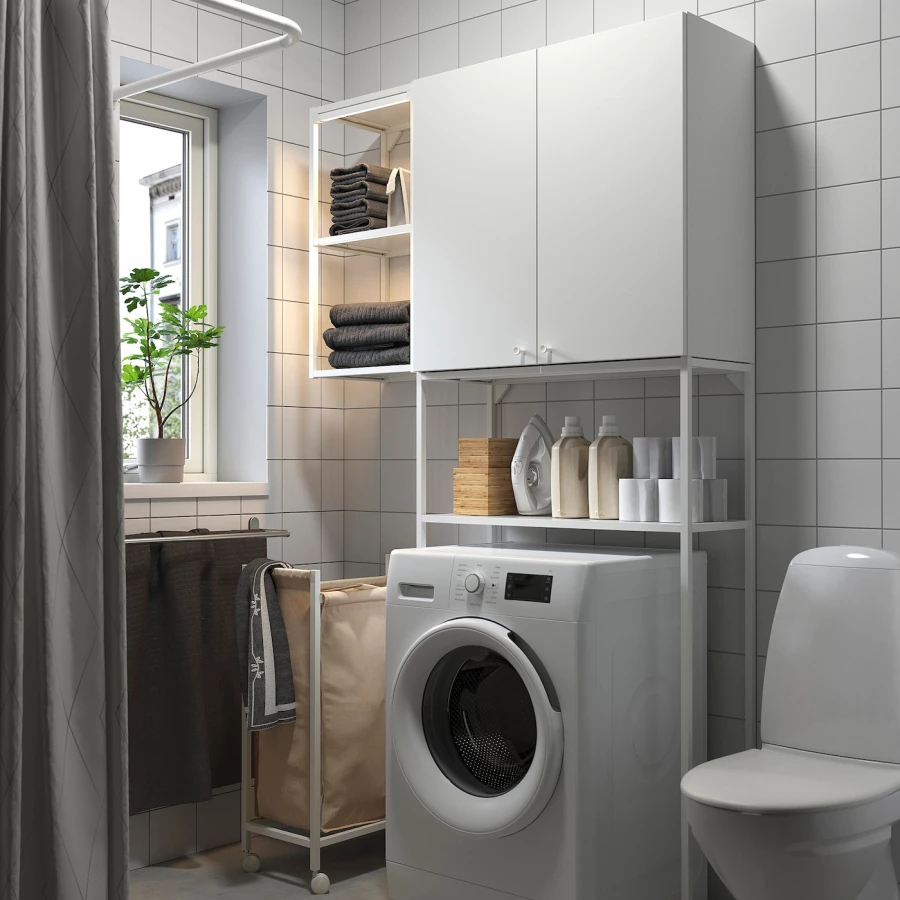 Комбинация для ванной - IKEA ENHET, 120х32х204 см, белый, ЭНХЕТ ИКЕА (изображение №2)