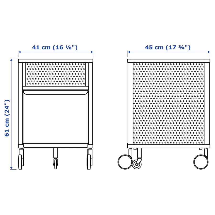 Модуль на колесах - IKEA BEKANT, 41х61 см, черная сетка БЕКАНТ ИКЕА (изображение №9)