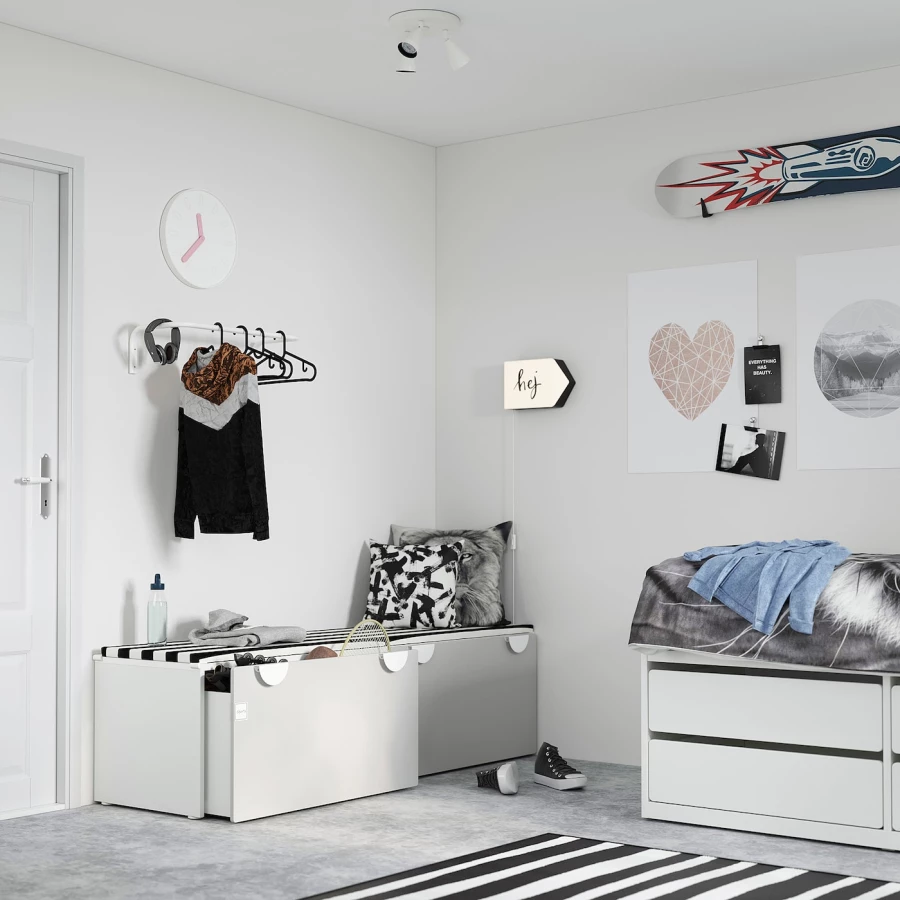 Шкаф детский - IKEA SMÅSTAD/SMASTAD, 90x50x48 см, серый/белый, СМОСТАД ИКЕА (изображение №4)