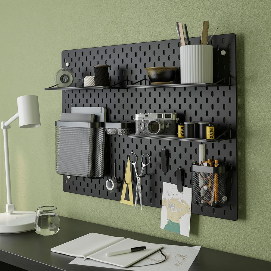 Полка IKEA SKÅDIS/СКОДИС ИКЕА, 32х11 см, черный (изображение №3)