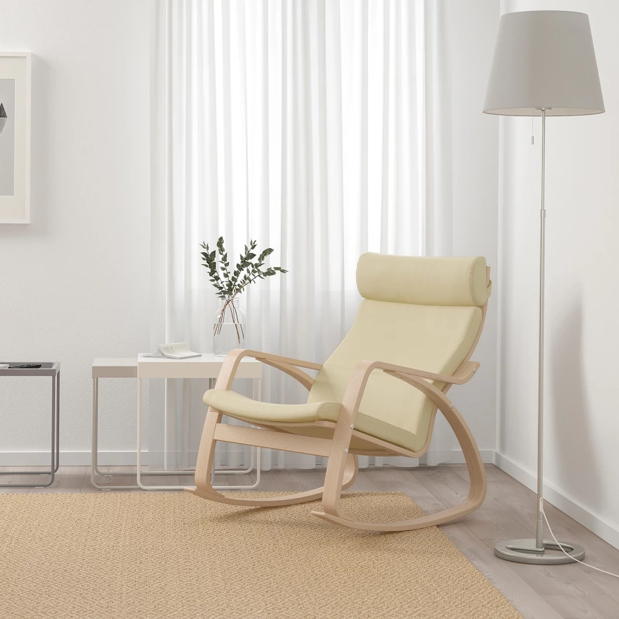 Кресло-качалка - IKEA POÄNG/POANG/ПОЭНГ ИКЕА, 68х94х95 см, бежевый (изображение №2)