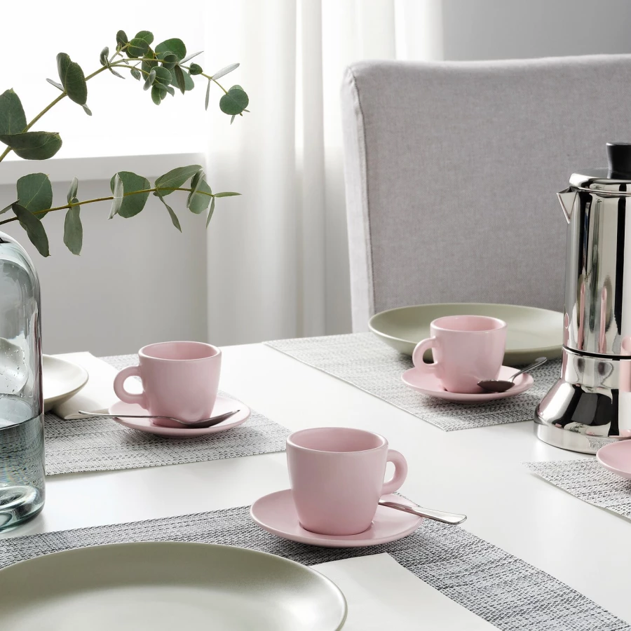 Чайный набор, 4 шт. - IKEA FÄRGKLAR/FARGKLAR, 70 мл, светло-розовый, ФЭРГКЛАР ИКЕА (изображение №3)