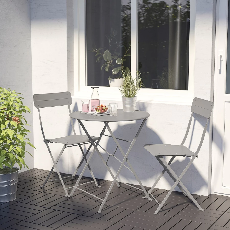 Складной комплект из стула и стола - IKEA SUNDSÖ/SUNDSO/СУНДСЕ ИКЕА, 96х65х4 см,серый (изображение №2)