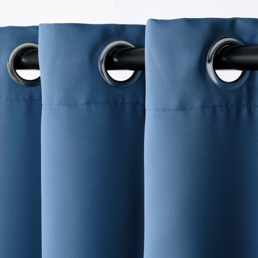 Затемняющая гардина, 2 шт. - IKEA HILLEBORG, 300х145 см, синий, ХИЛЛЕБОРГ ИКЕА (изображение №3)