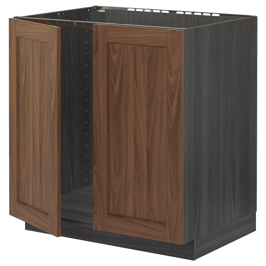 Шкаф под раковину/2 дверцы - METOD IKEA/ МЕТОД ИКЕА, 88х80  см,  коричневый/черный (изображение №1)
