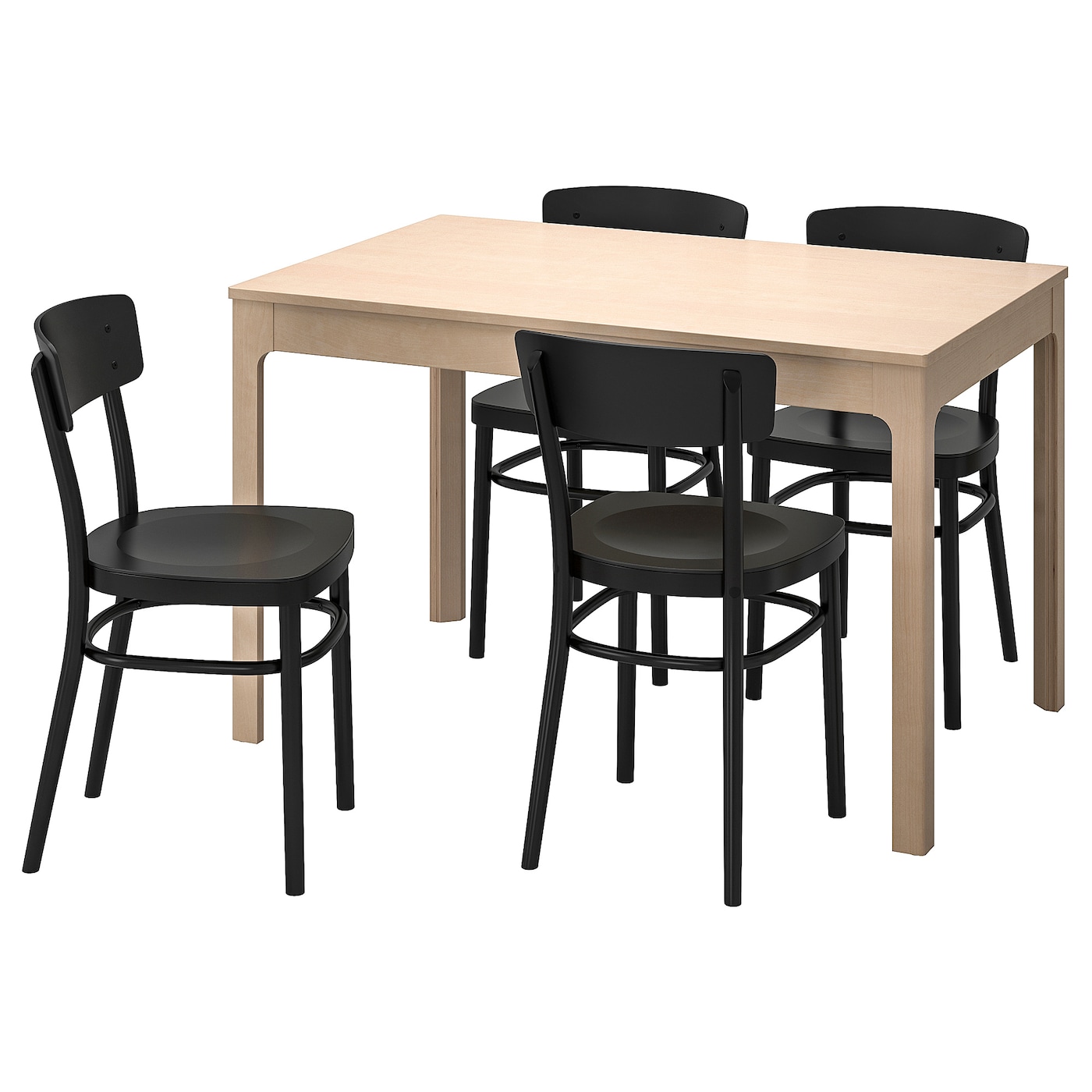 Стол и 4 стула - EKEDALEN / IDOLF  IKEA/ ЭКЕДАЛЕН/ИДОЛЬФ ИКЕА, 180/120 см, бежевый/черный