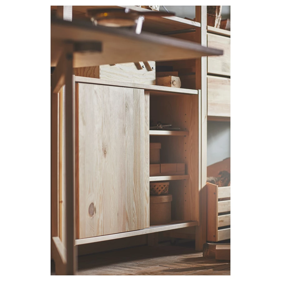 Шкаф с раздвижными дверями - IKEA IVAR/ИВАР ИКЕА, 60х30х80 см, под беленый дуб (изображение №5)