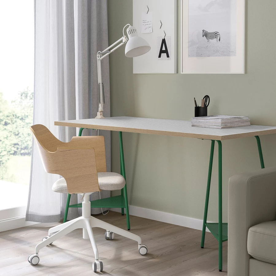 Письменный стол - IKEA LAGKAPTEN/TILLSLAG, 140х60 см, белый антрацит/зеленый, ЛАГКАПТЕН/ТИЛЛЬСЛАГ ИКЕА (изображение №8)
