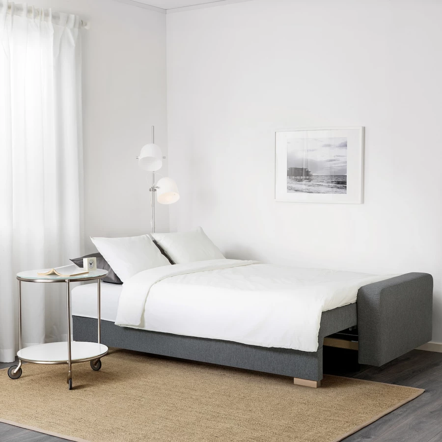 3-местный диван-кровать - IKEA GRÄLVIKEN/GRALVIKEN, 74x86x225см, темно-серый, ГРЭЛВИКЕН ИКЕА (изображение №3)