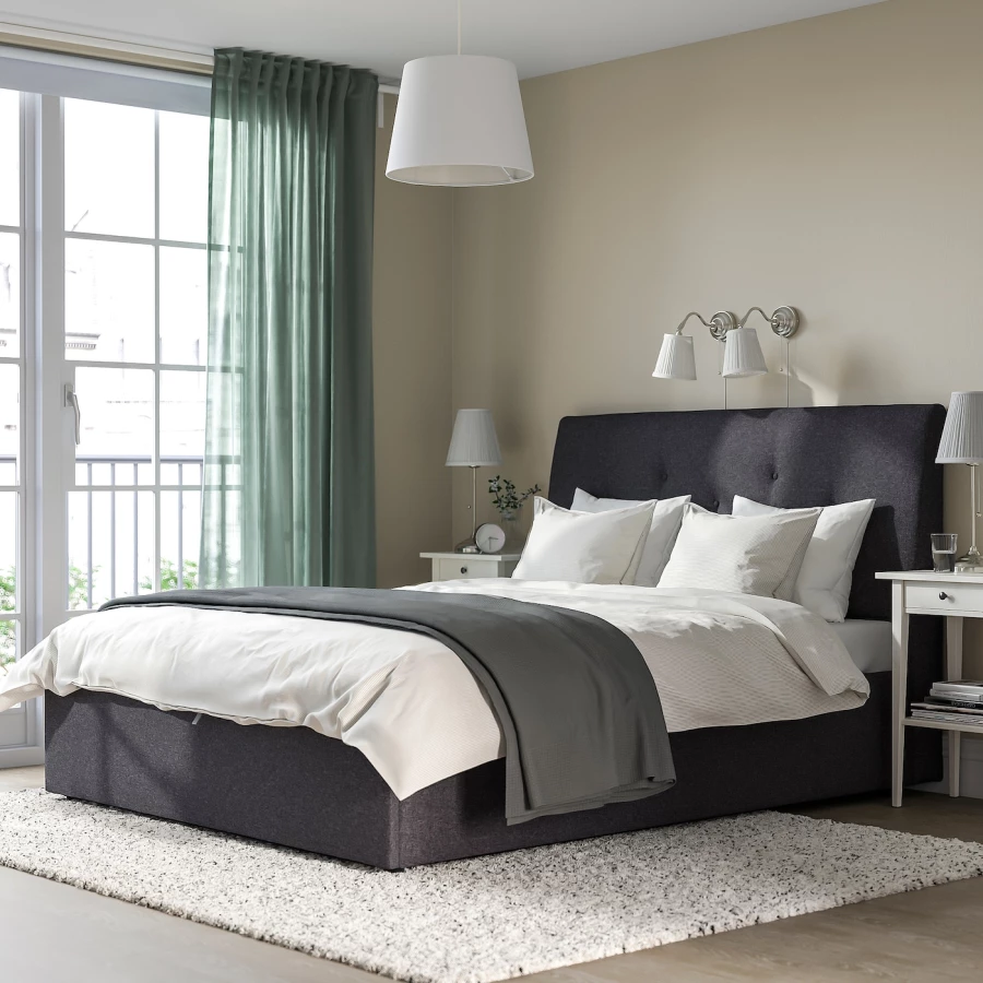 Кровать с местом для хранения  - IKEA IDANÄS/IDANAS, 200х160 см, темно-серый, ИДАНЭС ИКЕА (изображение №3)