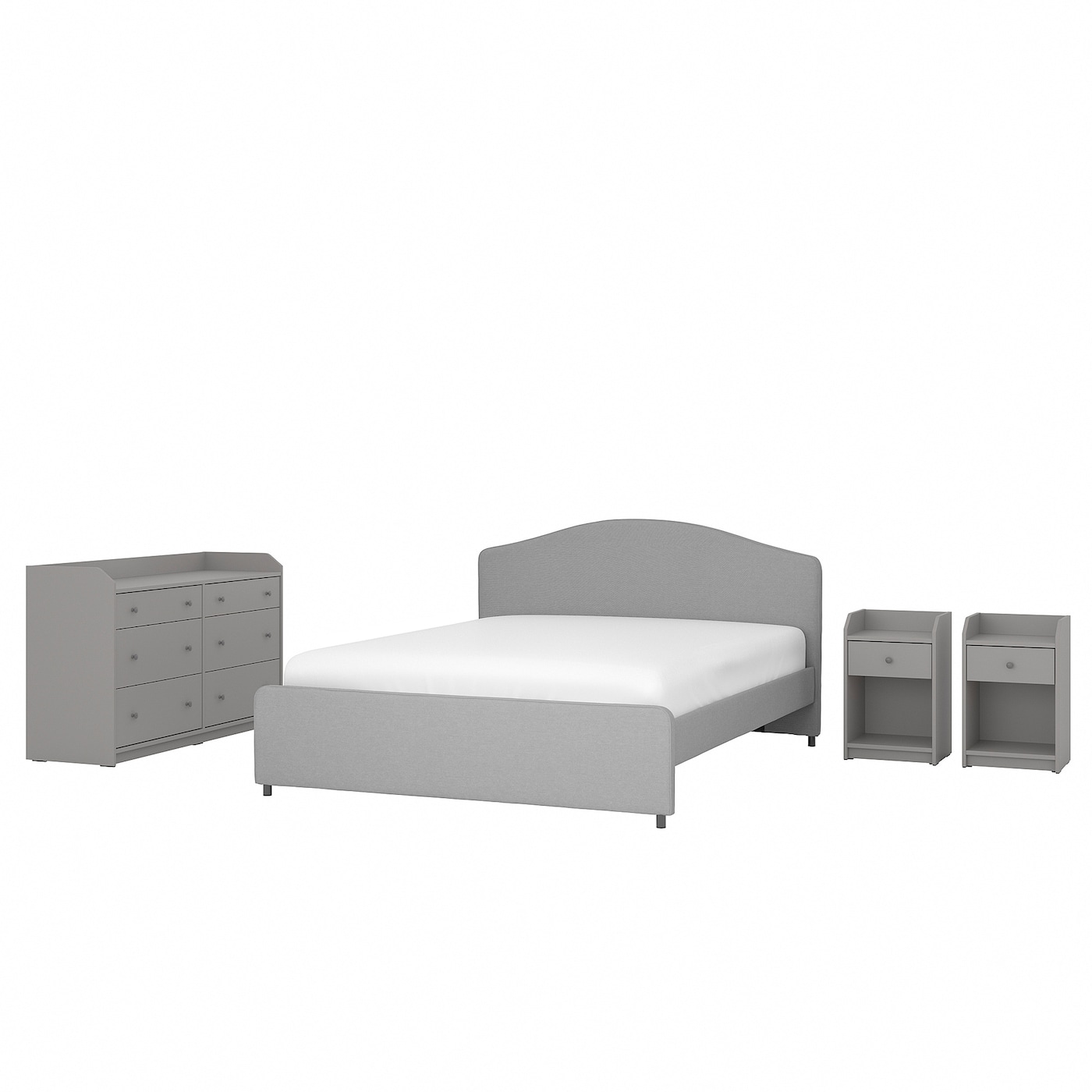 Комбинация мебели для спальни - IKEA HAUGA, 200x140см, серый/светло-серый, ХАУГА ИКЕА