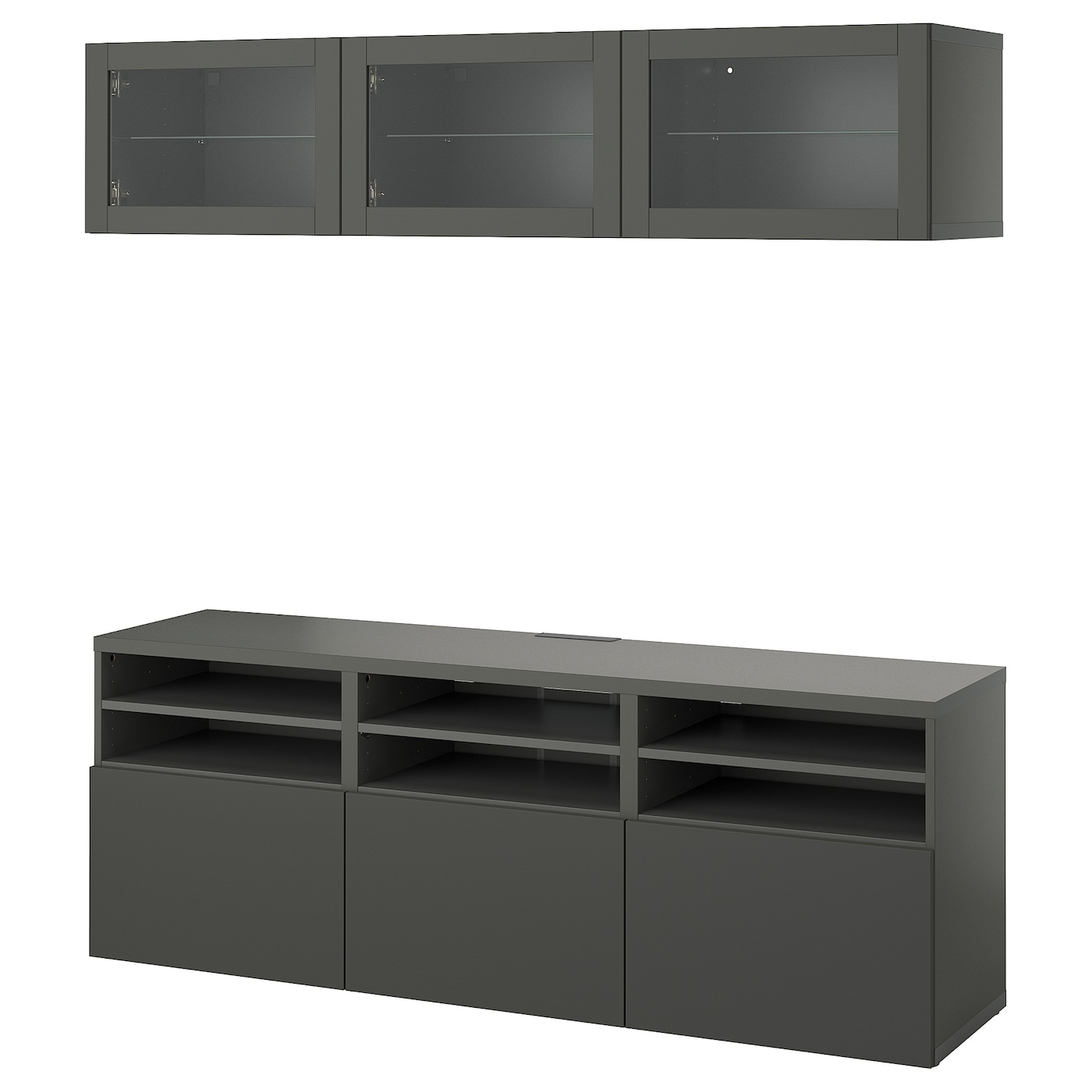 Комбинация для хранения ТВ - IKEA BESTÅ/BESTA, 192x42x180см, темно-серый, БЕСТО ИКЕА