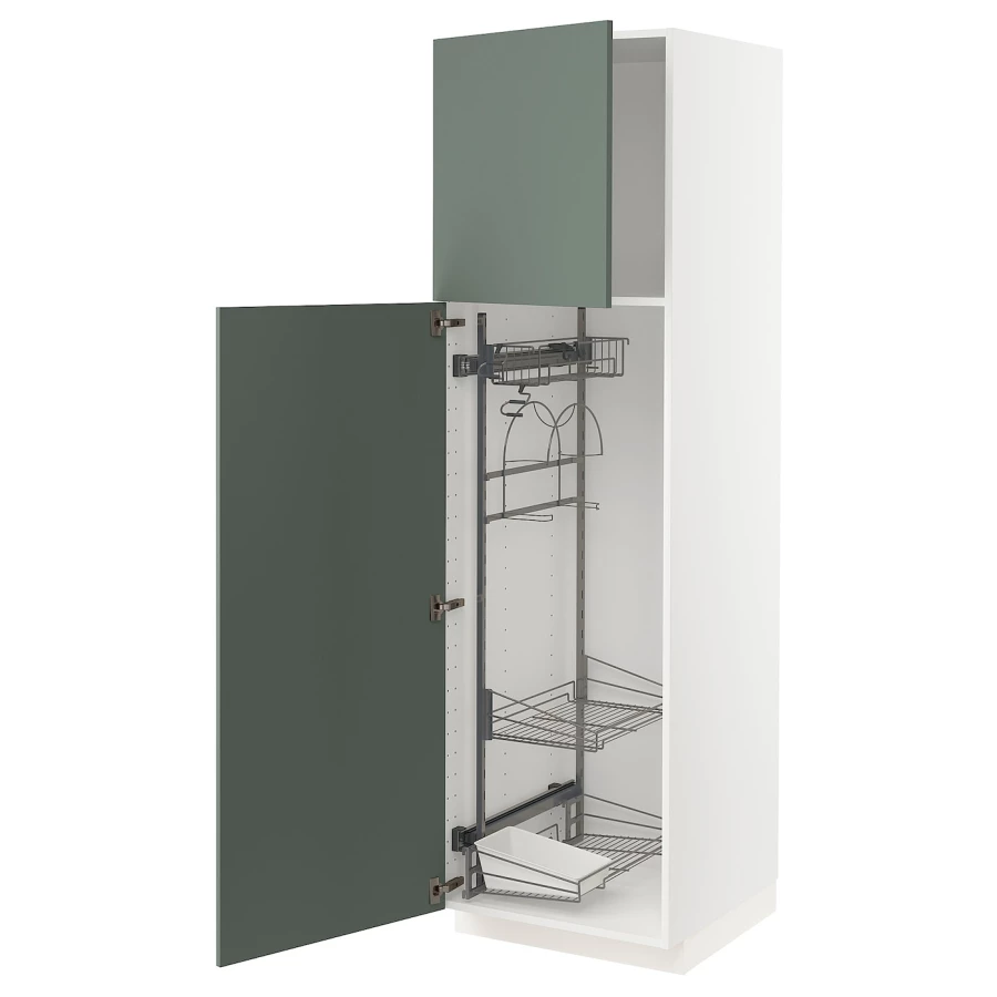 Высокий шкаф/бытовой - IKEA METOD/МЕТОД ИКЕА, 200х60х40 см, белый/темно-зеленый (изображение №1)