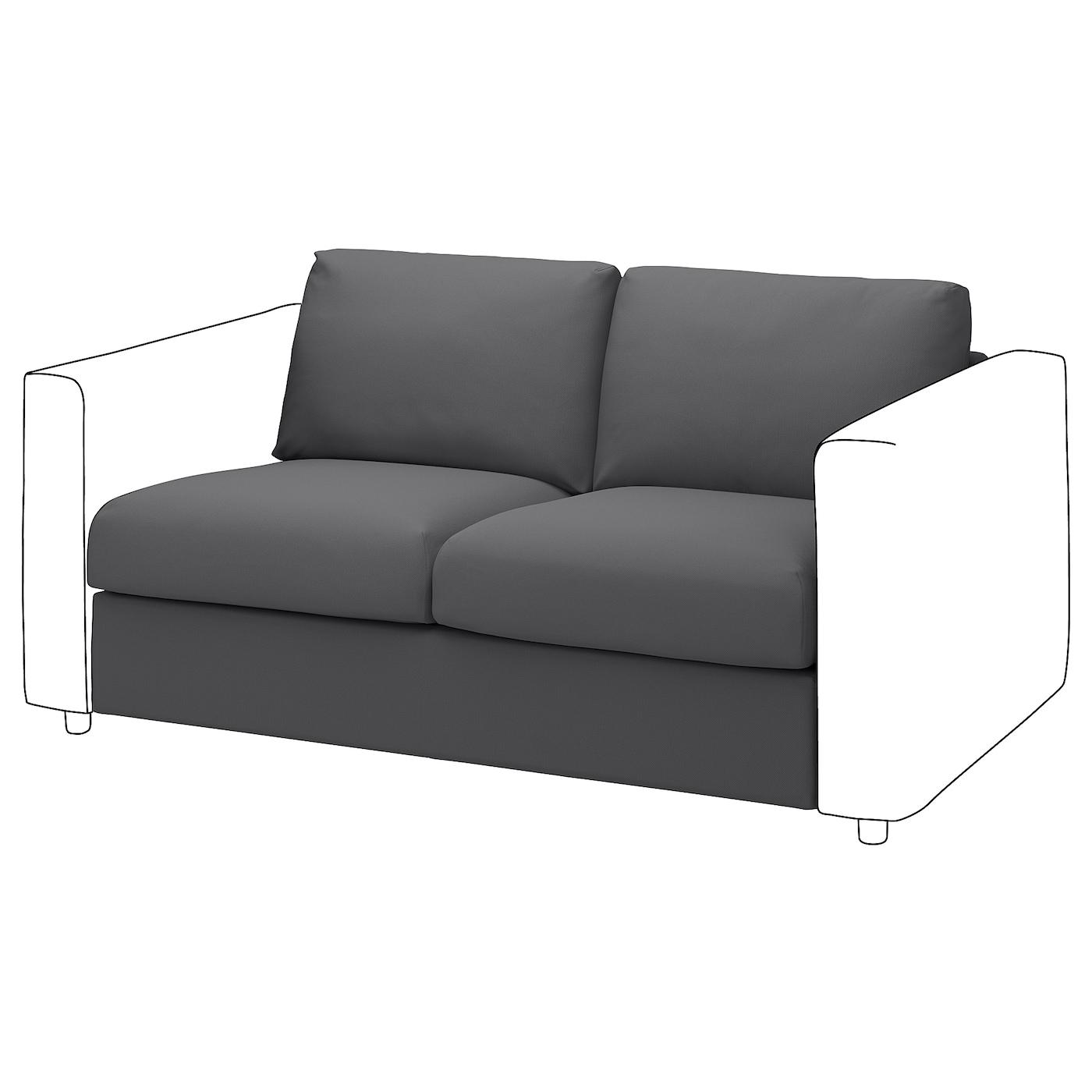 Чехол для 2-местной секции дивана - IKEA VIMLE/ВИМЛЕ ИКЕА , серый