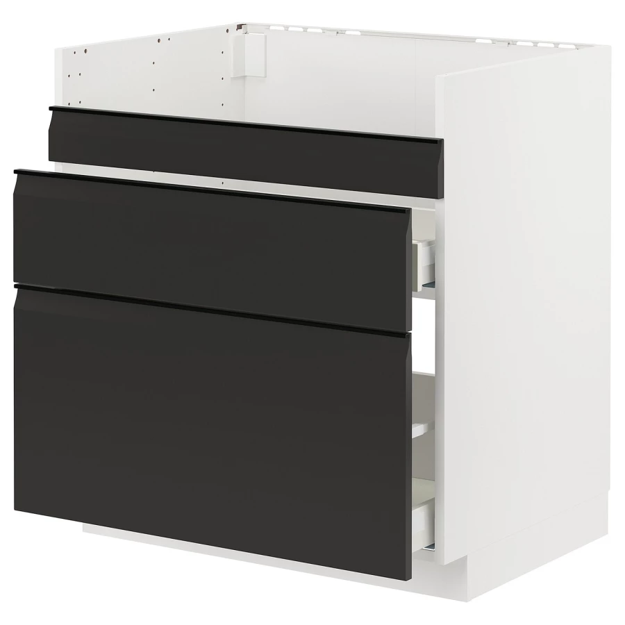 Шкаф под раковину/3 шт/2 шт - METOD / MAXIMERA IKEA/ МЕТОД/МАКСИМЕРА ИКЕА, 88х80 см, белый/черный (изображение №1)