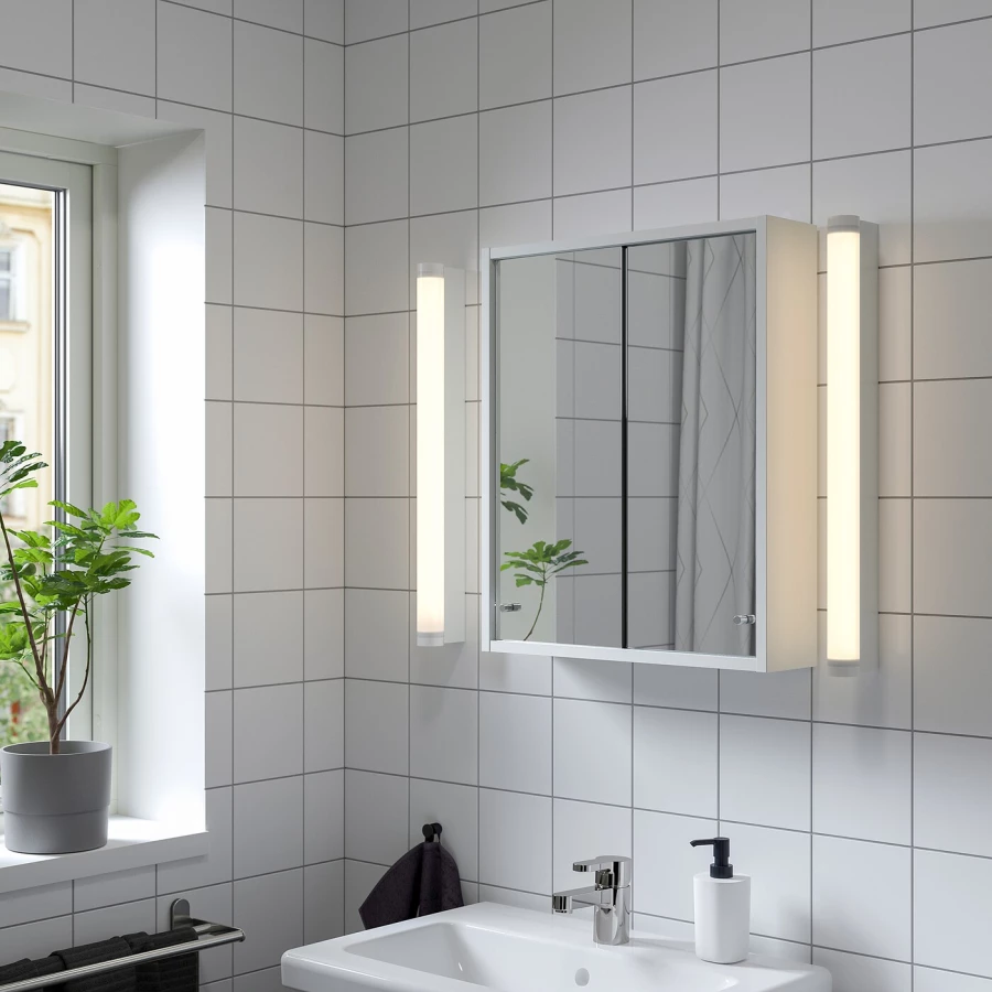 Настенный шкаф для ванной комнаты - NYSJÖN IKEA/ НИСЬЕН ИКЕА, 60х50х13 см, белый (изображение №2)