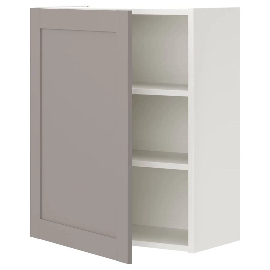 Кухонный настенный шкаф - ENHET IKEA/ ЭНХЕТ ИКЕА, 60x30x75 см, белый/коричневый (изображение №1)